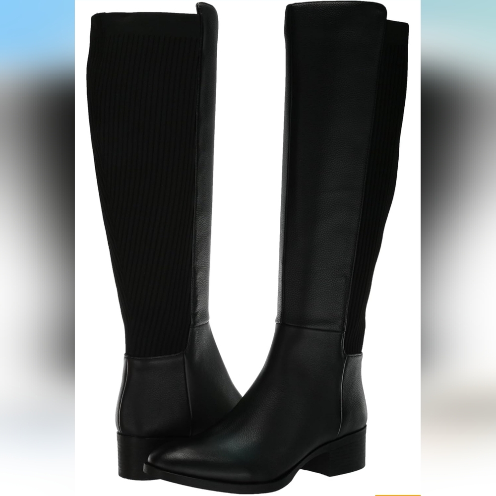 New Without Box With Tags Kenneth Cole Leanna Black Leather Knee High Boots
